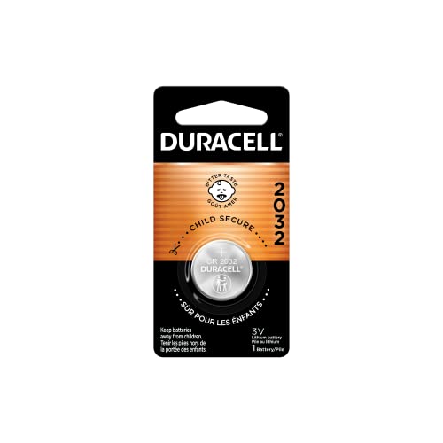 Duracell CR2032 3V Lithium Battery, Child Safety Features, 1 Count Pack, Lithium Coin Battery for Key Fob, Car Remote, Glucose Monitor, CR Lithium 3 Volt Cell