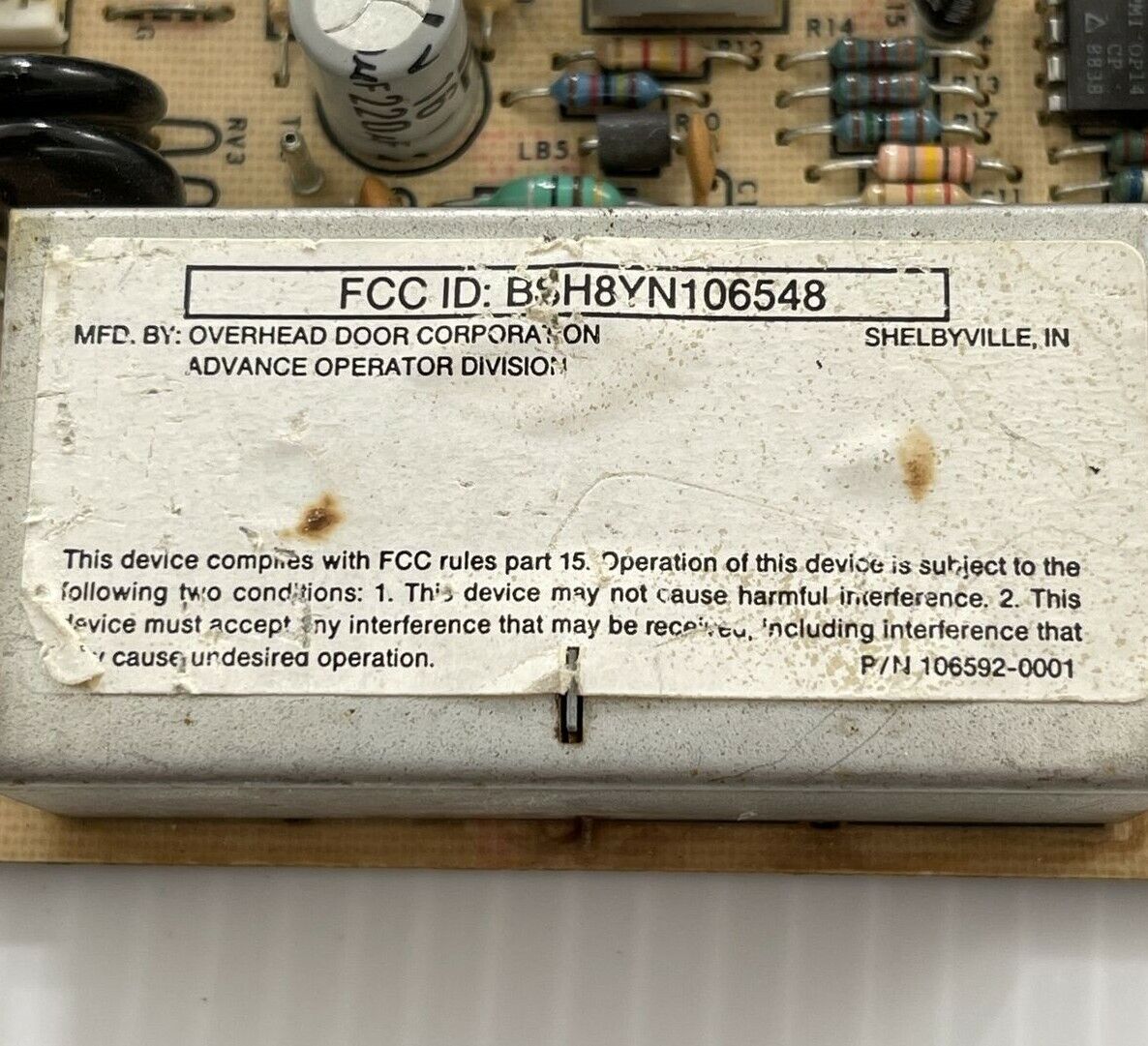 Overhead Door Touch n Go 106592-0001 Circuit Logic Board BSH8YN106548