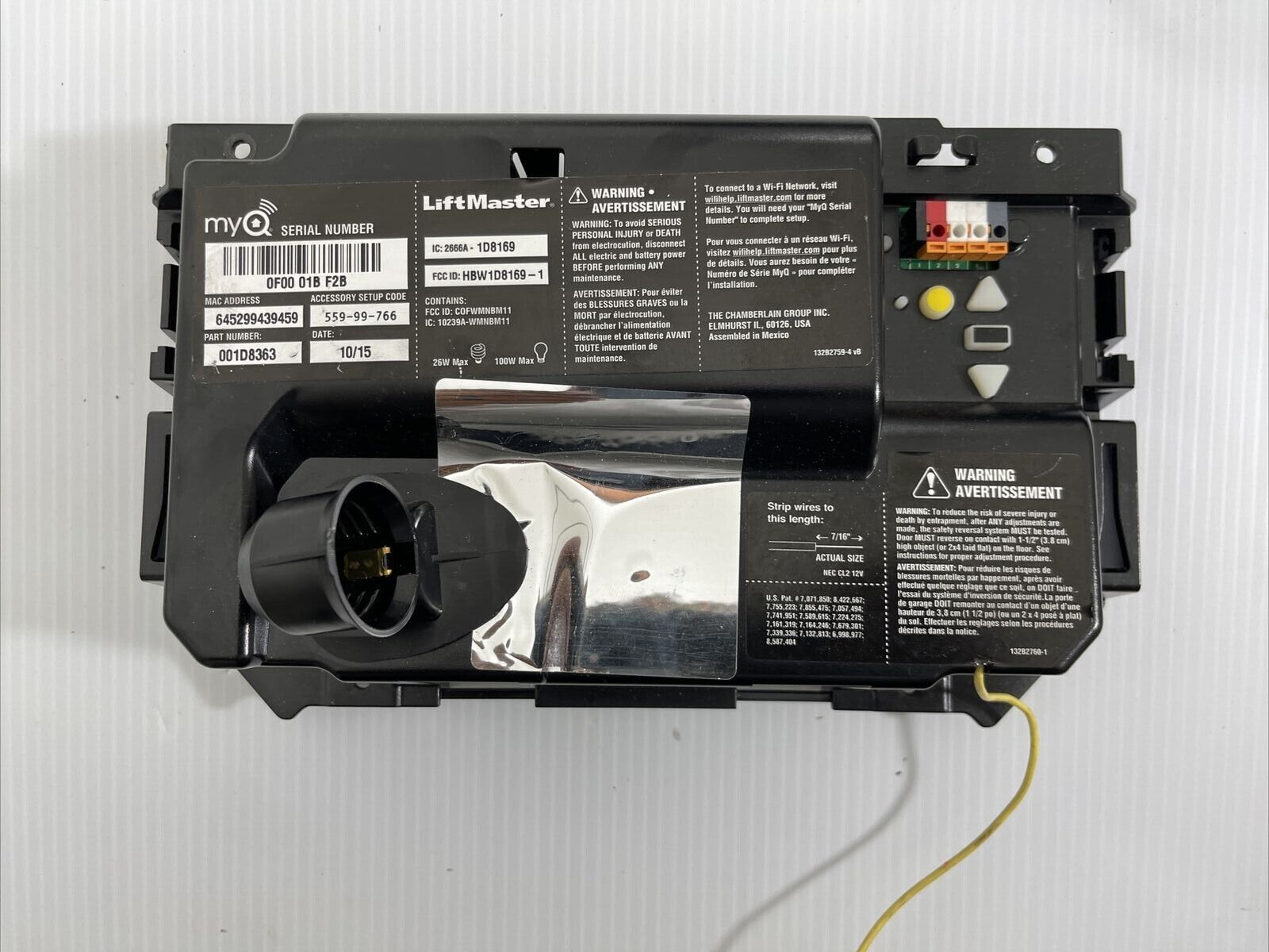 Liftmaster Chamberlain 001D8363 Garage Circuit Board myQ Yellow