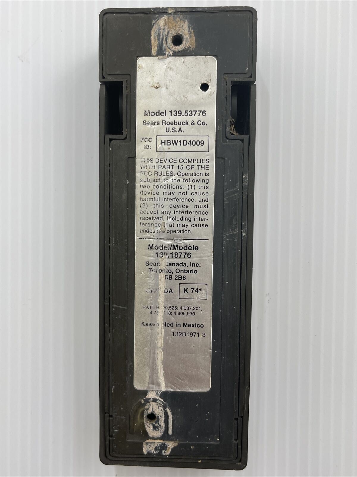 Sears Craftsman 139.18776 / 139.53776 Keyless Entry Garage Door Keypad