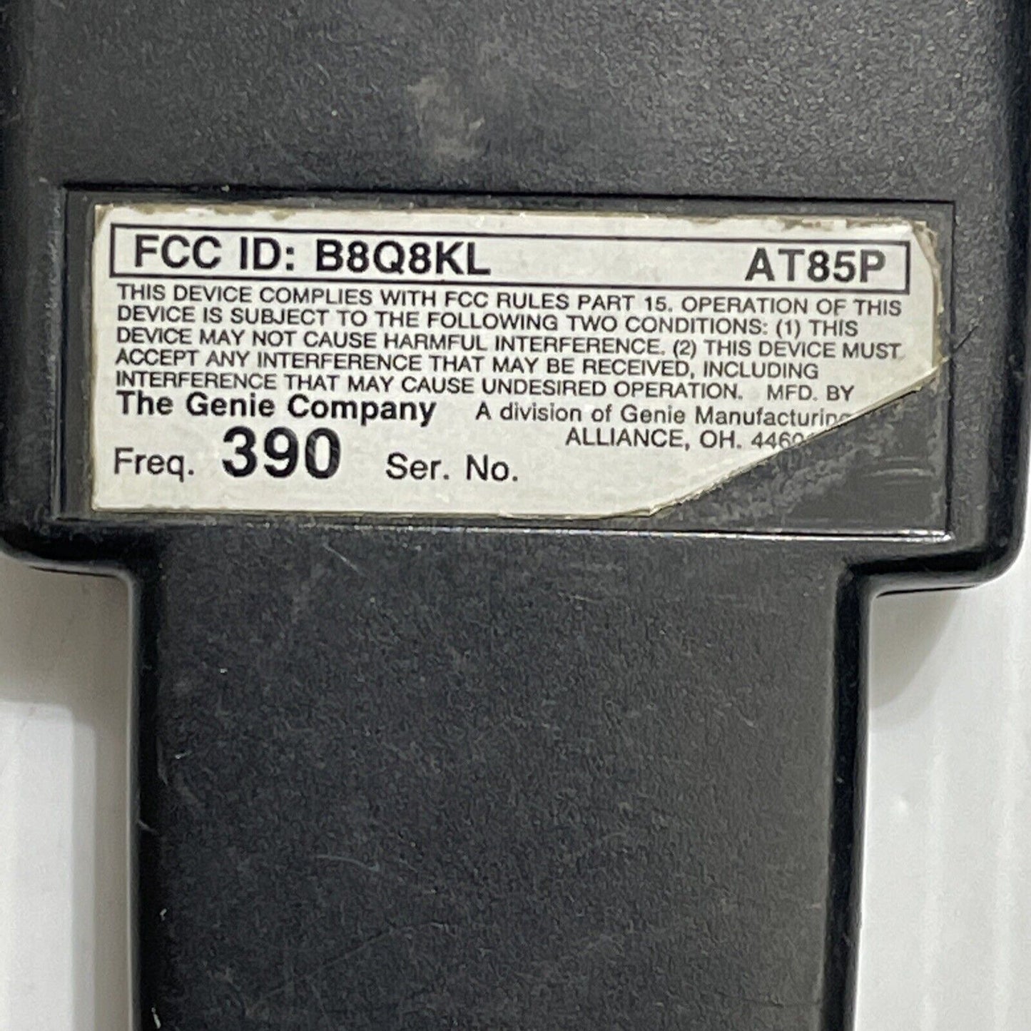 Genie OEM AT85P Garage Door Opener Remote Control 9 Dip Switch NO VISOR CLIP