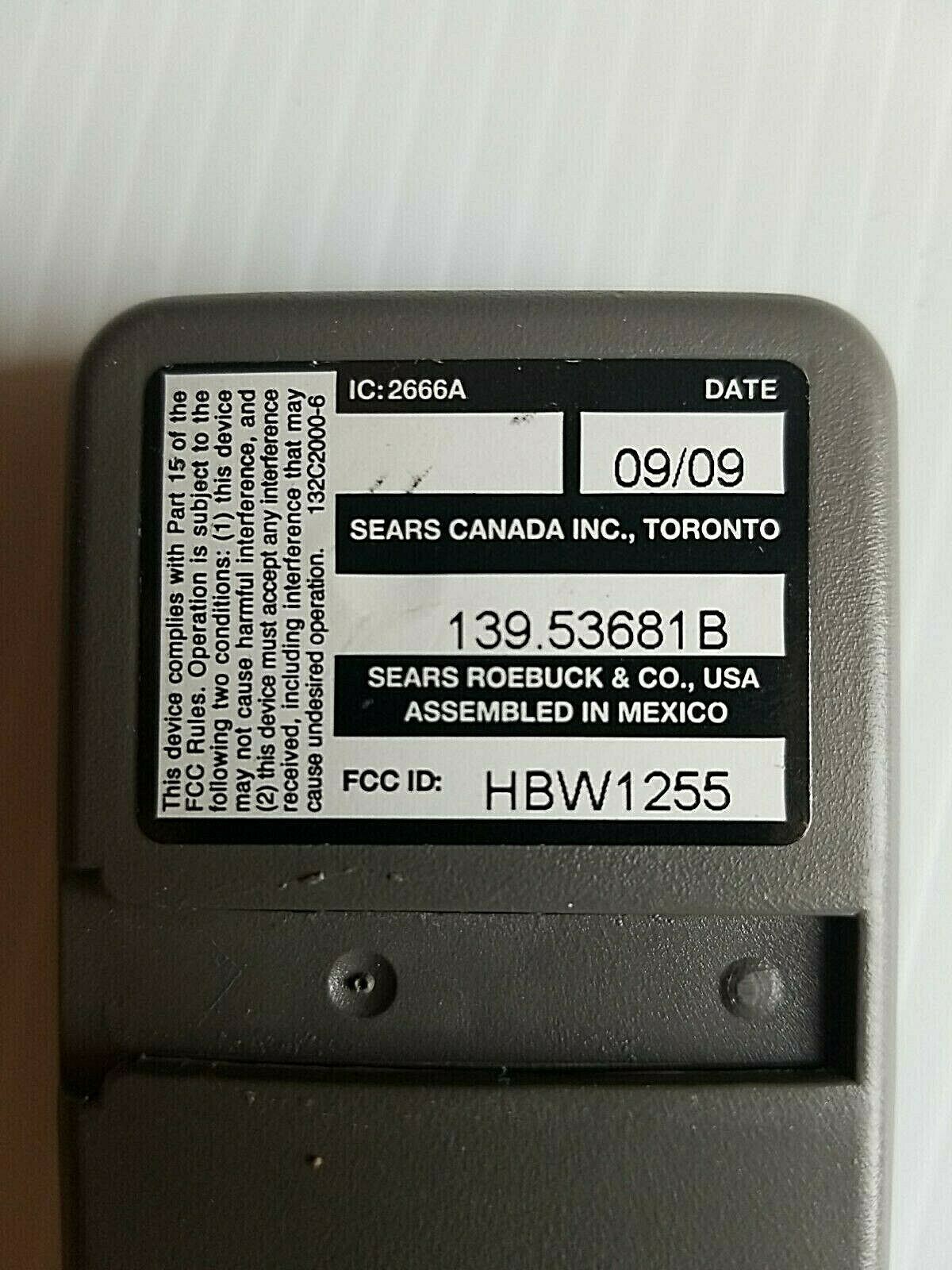 Genuine OEM Craftsman 139.53681B 1 Button Remote w/Clip & Battery HBW1255