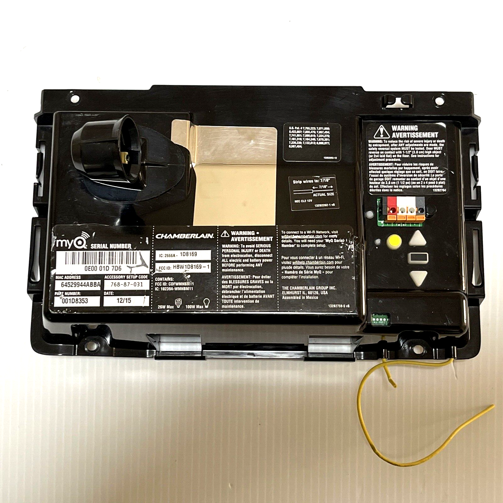 Chamberlain Rjo Yellow Button Unit Chamberlain 001D8353 Garage Door Opener Circuit Board myQ Yellow Learn ...