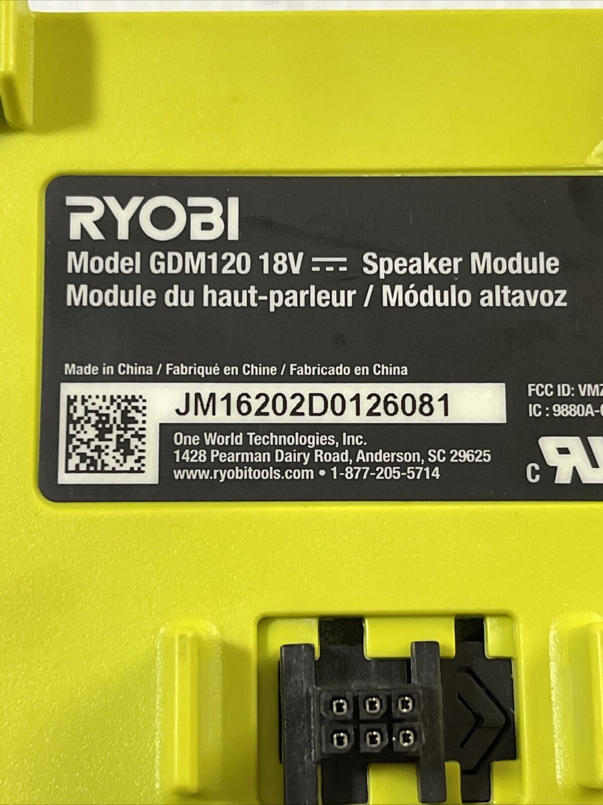 Ryobi GDM120 Garage Door Opener Bluetooth Speaker Module