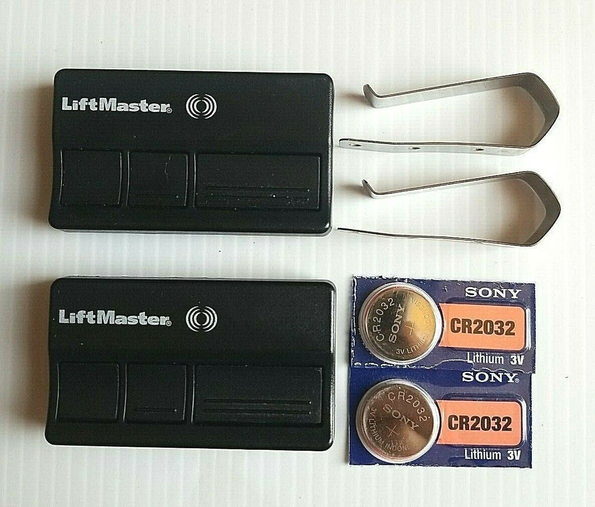 2 Genuine OEM Chamberlain Liftmaster 373LM 3 Button Remotes w/Clips & Batteries