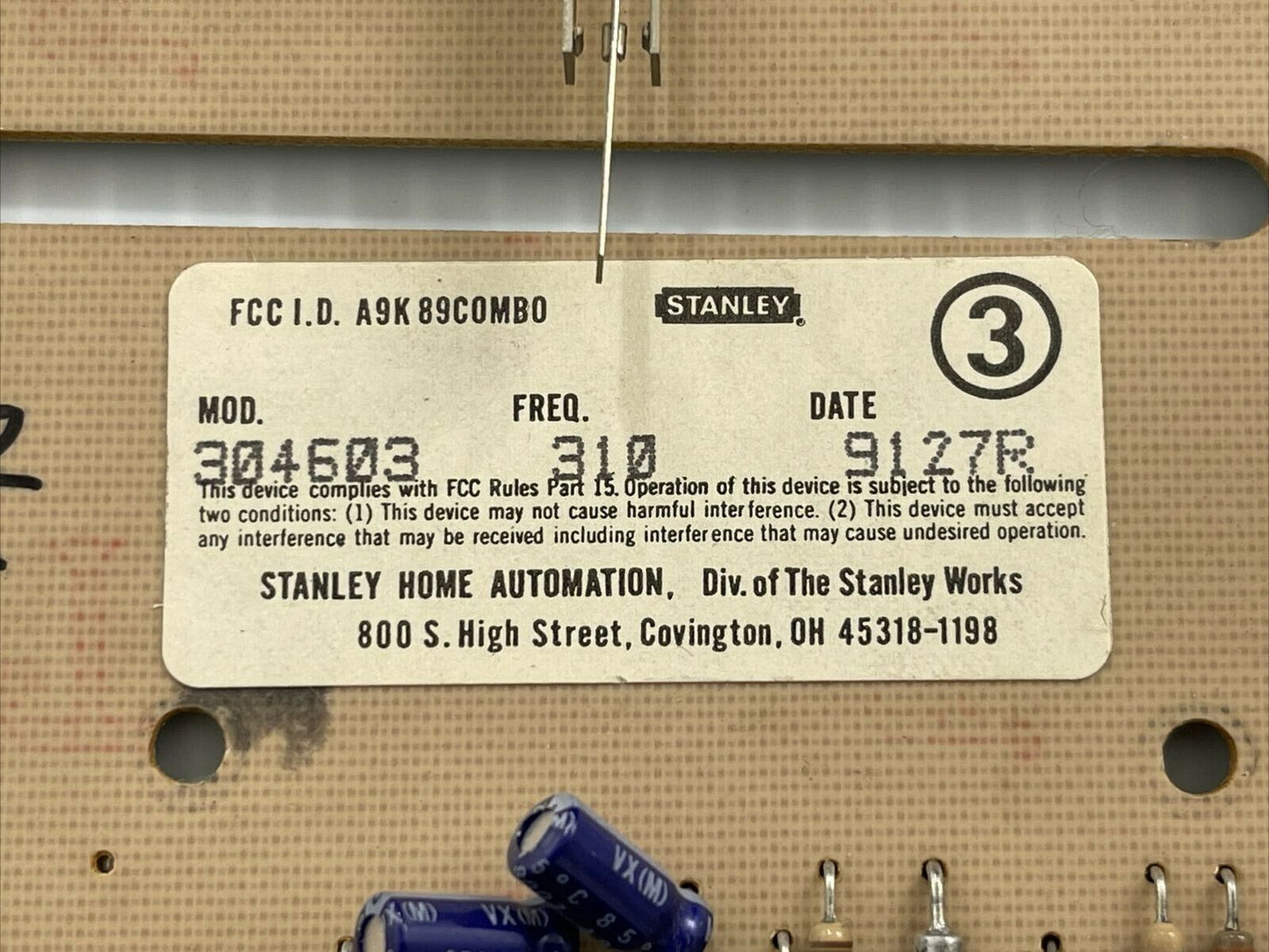 Stanley 304603 Garage Door Circuit Board - 310MHz Frequency 025-009265-00E