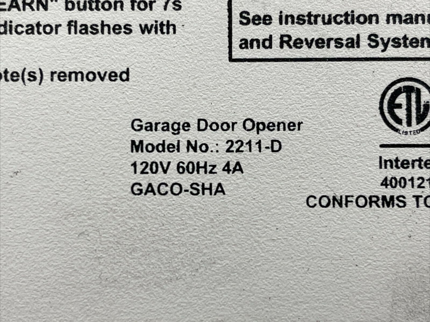 Guardian Circuit Board 2211-D Garage Door GACO-SHA