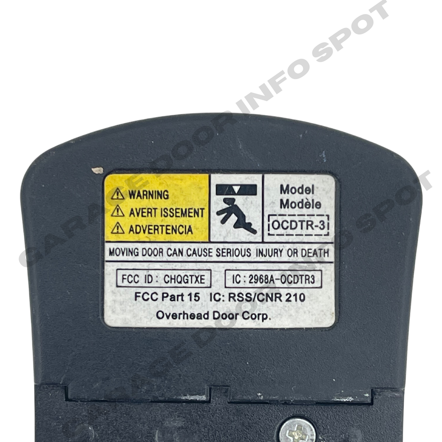 OCDTR-3 Overhead Door 3 Button Garage Door Opener Operator Remote Control