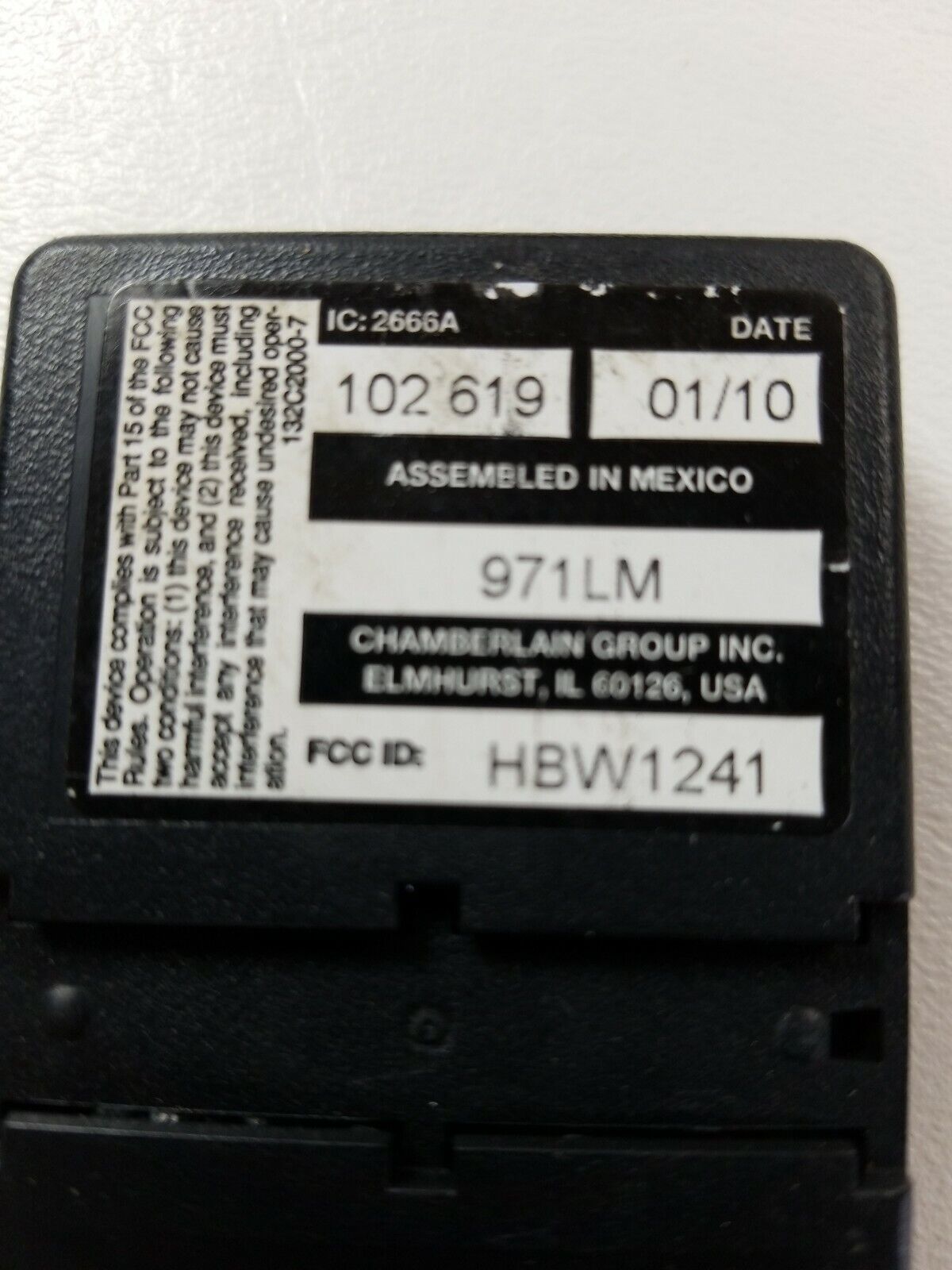 971lm Remote Genuine OEM Chamberlain Liftmaster 971LM 1 Button Remote w/Clip HWB124 ...