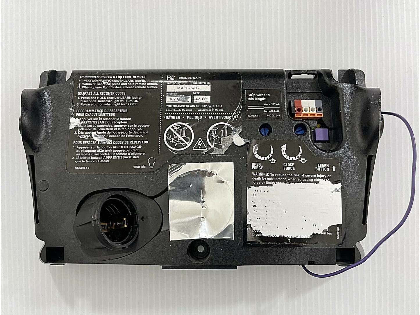 Chamberlain Liftmaster 41AC075-2S Circuit Board Panel Purple Learn - "S" ONLY