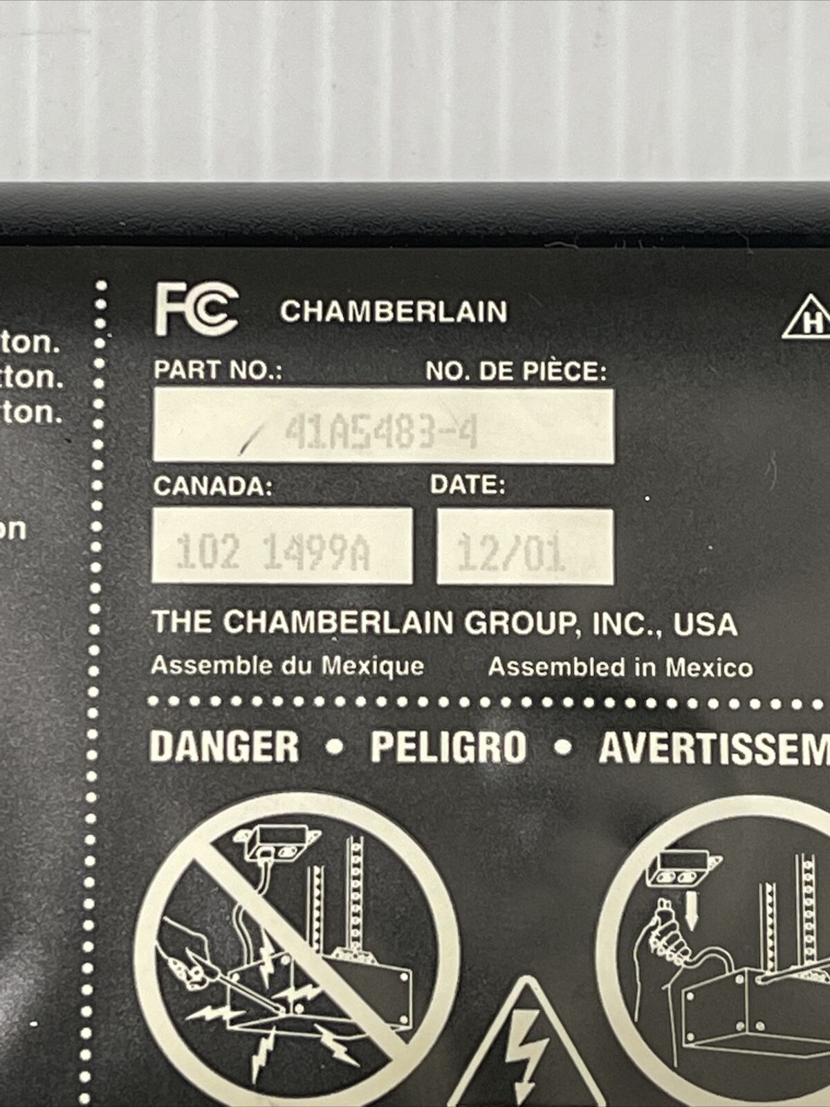 Chamberlain Liftmaster 41A5483-4 Garage Door Receiver Logic Board Red Learn Btn