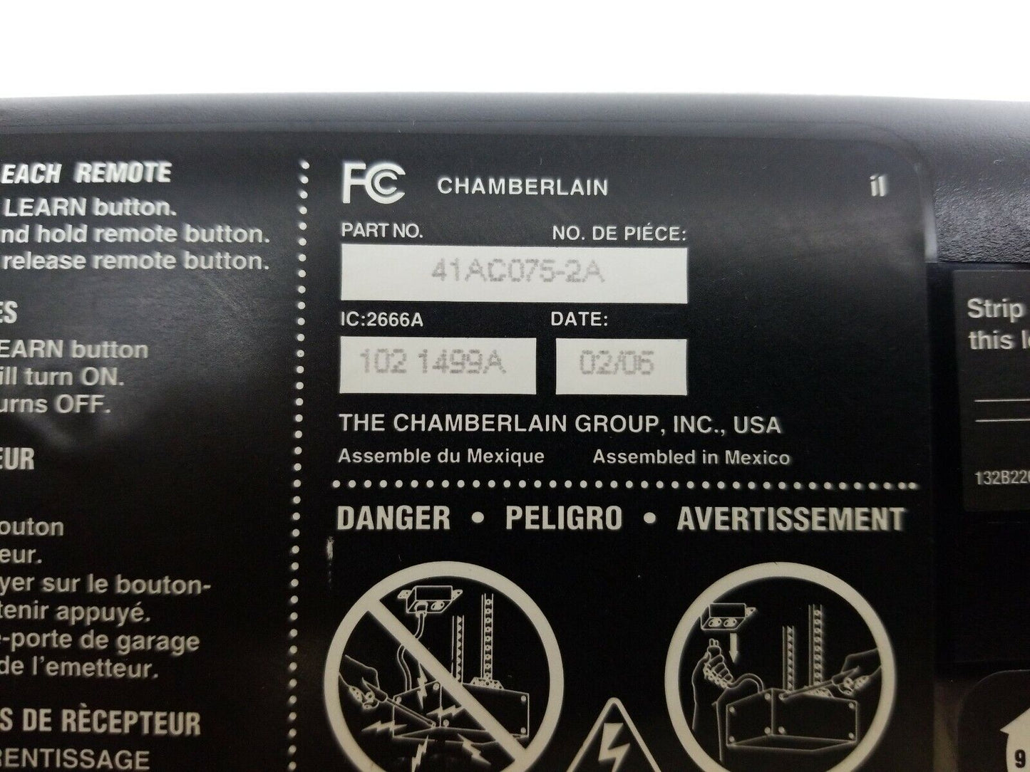 Chamberlain Liftmaster Circuit Board Panel Purple Learn 41AC075-2 Dual Capacitor