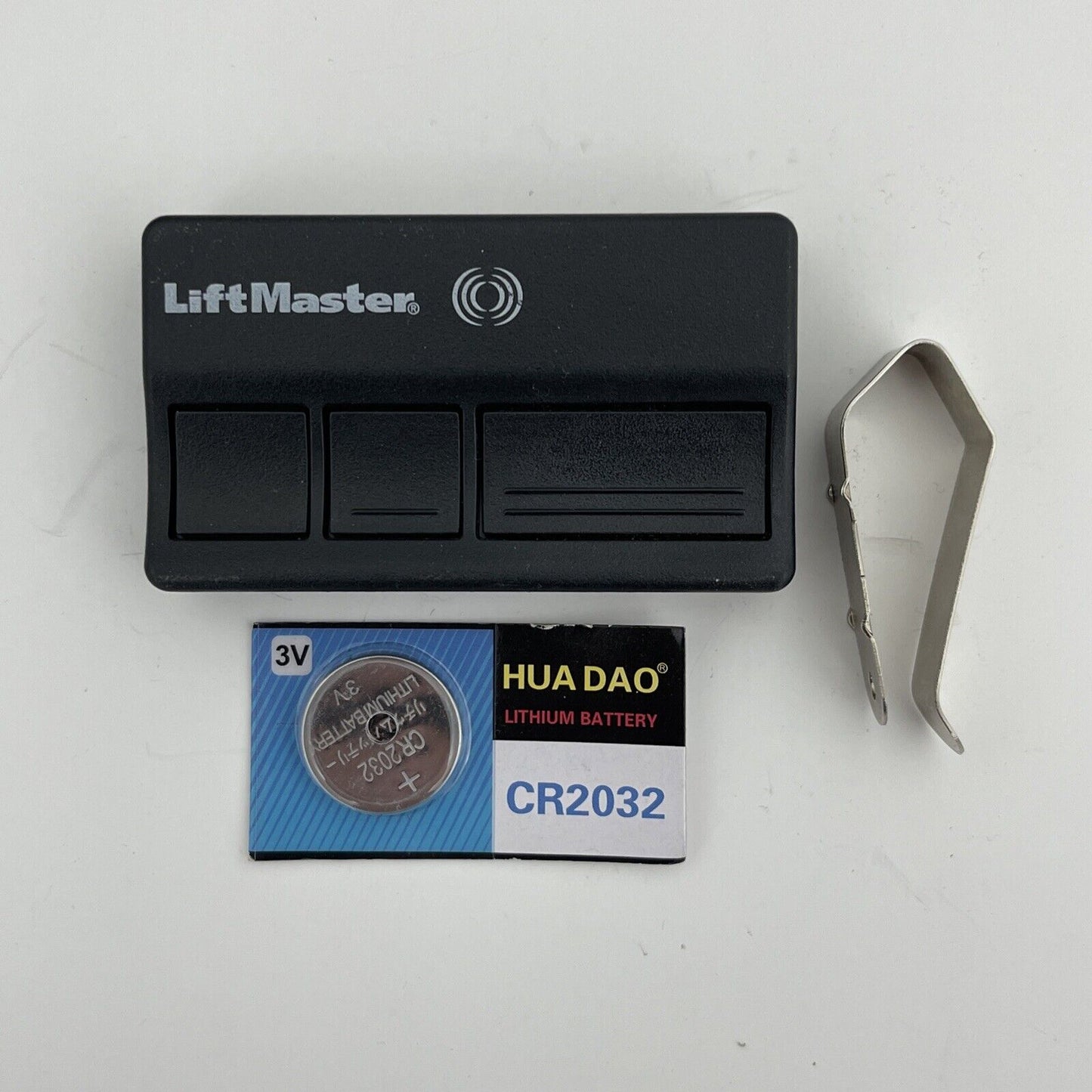 OEM Liftmaster 373LM 3 Button Garage Door Remote Control w/Visor Clip & Battery