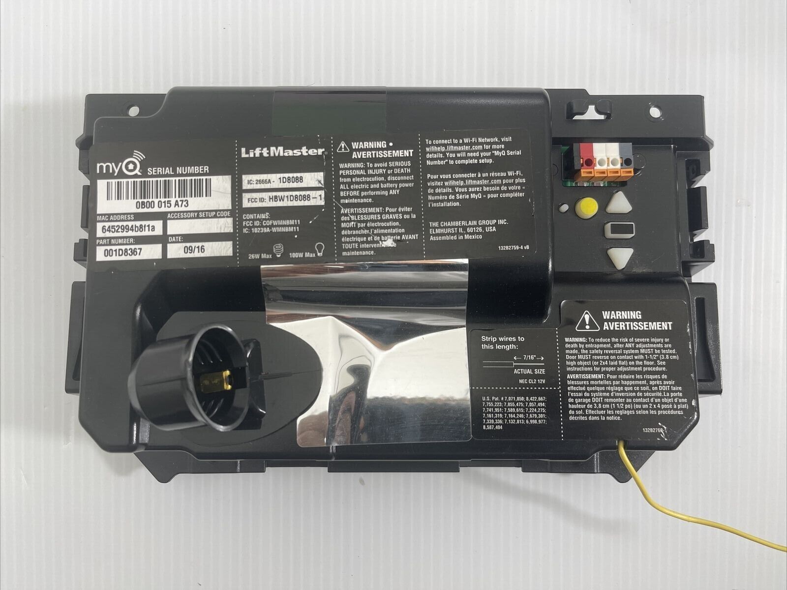 Chamberlain Rjo Yellow Button Unit Liftmaster Chamberlain 001D8367 Garage Circuit Board myQ Yellow Learn ...